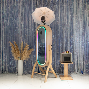 Coque de Photobooth en Bois pour Fête, Mini PC <span class=keywords><strong>Mac</strong></span>/Windows, Photobooth DSLR, Miroir Magique, Support d'Imprimante en Bois pour Événements - Product Image 4