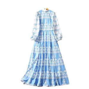 2024 spring and summer women's clothes New Fashion long Sleeve Elegant court style lantern sleeve mid-length dress Casual Dress