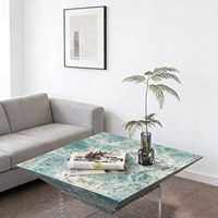 Table basse triangulaire en marbre vert avec base en acrylique transparente, table d'appoint de luxe pour salon moderne, décoration intérieure de la maison
