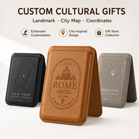 OEM ODM Custom Emboss Deboss Logo Magnetic PU Leather Card Holder Dengan Penyangga Ponsel Multi Warna untuk Hadiah Souvenir Perusahaan