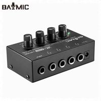 DAYMIC HA400 Profesional 4-Channel Portable Metal Black Headphone Amplifier Home Monitor Suara Berkualitas Tinggi
