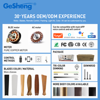 Ventilateur de Plafond Électrique Design avec Lumière, Ventilador de Techo Led, 3 Pales en Bois, Télécommande DC, Ventilateur de Plafond LED avec Lampes LED