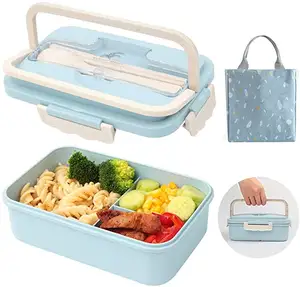 BPA Free Lunch Box Wheat Straw Dinnerware Food Storage Container Kids School Office Portable Bento Box