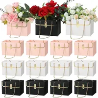 Boîte cadeau en carton fleuri avec fermeture magnétique, finition laminée, chaîne métallique, logo personnalisé, emballage rigide avec fenêtre pour toutes les occasions