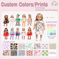 Tenue de poupée de 18 pouces personnalisée OEM pour la saison printanière, robe de poupée à imprimé floral rose doux et papillon