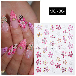 Caliente personalizado 3D relieve flor uñas arte pegatinas <span class=keywords><strong>manicura</strong></span> DIY autoadhesivo colorido flor uñas pegatinas - Product Image 4