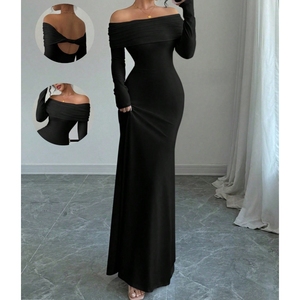 ชุดเดรสราตรีแขนยาวทรงเข้ารูป ดีไซน์เก๋ไก๋ จับจีบระบายช่วงไหล่ สำหรับผู้หญิง ฤดูใบไม้ผลิ - Product Image 5