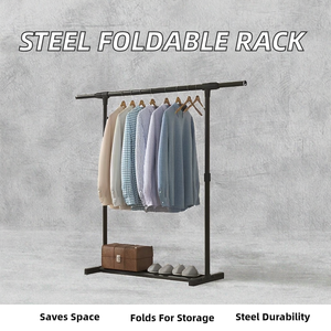 Stainless Steel Foldable Wall Coat Hanger Rack for Home & Clothing Store Pants <b>Storage</b> Wardrobe Modern Design Eco-Friendly - Product Image 2