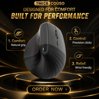 Mouse Nirkabel Ergonomis Vertikal 6D Lift, Mouse Optik Senyap untuk Laptop dan Desktop