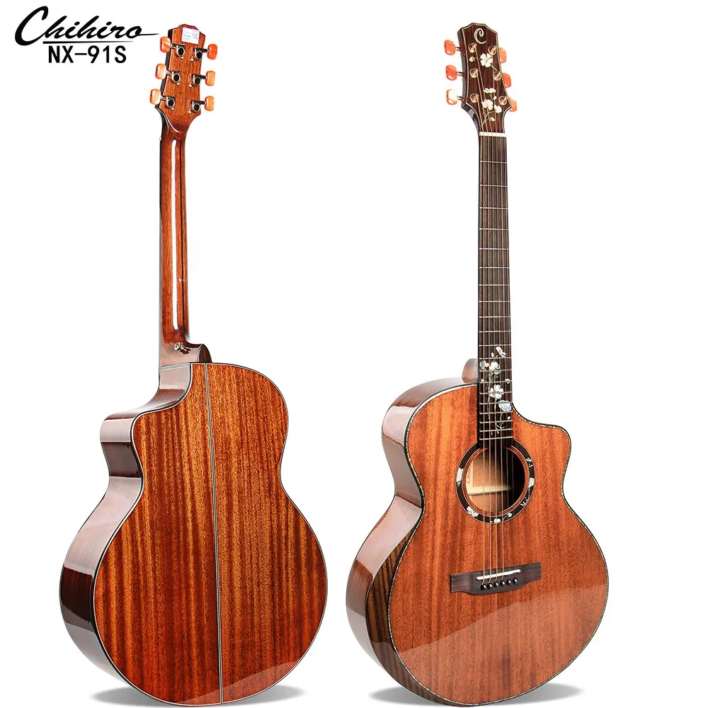 CH-NX-91S China Guangzhou instrumentos musicales, guitarra acústica OEM, guitarra de caoba de 41 pulgadas