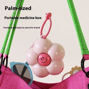 Portable Small Sealed Medicine Dispenser Flower Pill Box PP Plastic with Aluminum Metal <b>Mini</b> Pill Storage Box - Product Image 4