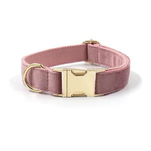 Heyri <span class=keywords><strong>pet</strong></span>-<span class=keywords><strong>collar</strong></span> de terciopelo para perro, Correa con hebilla de metal dorada de lujo, con lazo, color rosa oscuro, nuevo diseño - Product Image 3