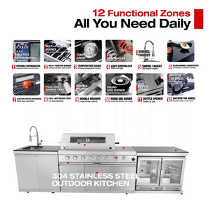 OEM ODM 最新スマートで耐久性のあるステンレス製キッチンキャビネット収納調理食品加工屋外キッチン家具セット - Product Image 6