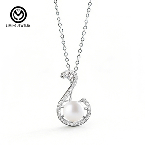Collier pendentif de luxe XMZ266 <span class=keywords><strong>en</strong></span> argent sterling 925 pour femme, motif note de musique, perle de pain, moissanite 0,215 CT, bijoux fins - Product Image 1