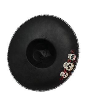 Sombrero de fiesta mexicano de fieltro de color personalizado con estampado de calavera y ribete plateado para Cinco de Mayo, Halloween, Carnaval, Mariachi - Product Image 5