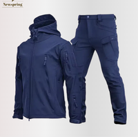 Ensemble uniforme tactique d'hiver pour homme 2026 : Veste et pantalon softshell imperméables à membrane collée, avec capuche
