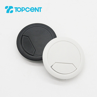 Topcent Cache-câbles rond en plastique de 60 mm pour bureau, table d'ordinateur, gestion des fils muraux
