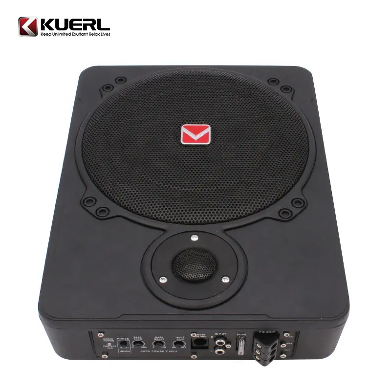 Sıcak satış 12V ultra-ince 10 inç araba hoparlörü metal kabuk aktif bas hoparlörü tweeter ile aktif araba subwoofer