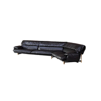 Modernes Italienisches Jo Modulares Sofa-Set, Schwarzes Echtleder, Freizeitsofa