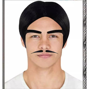 Bigote Realista de Fibra Sintética Recta de 15 cm, Disfraz de Adulto, Grado Teatral, 1 Pieza, Barba Postiza (Negra) China - Product Image 4