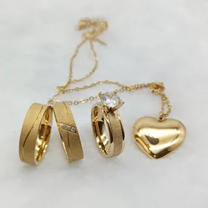 Уникальное кольцо ювелирные изделия для мужчин и женщин Дубай 14K позолоченное обручальное кольцо подарок на день Святого Валентина кулон ожерелье свадебные наборы