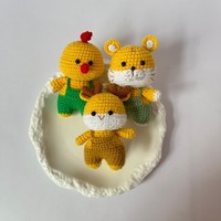 Kit de tricot à la main pour débutants : pendentif porte-clés en forme de petit animal mignon de dessin animé, poupée en fil à tricoter, artisanat DIY