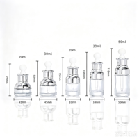 Flacons compte-gouttes en verre transparent avec couvercle or et argent, boîte cadeau personnalisée avec logo, emballage cosmétique pour huiles essentielles, soins de la peau et sérums.