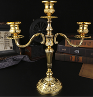 Décoration de table romantique pour la maison, candelabre à 3 bras pour bougies coniques