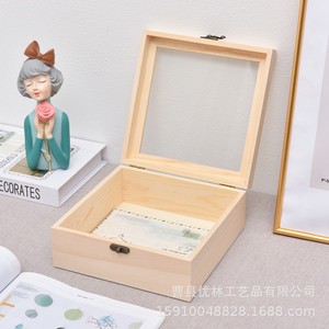 Caja de madera cuadrada con flores preservadas, de pino, con cierre, para regalos, manualidades, con tapa acrílica, para recuerdos de boda, regalos para damas de honor, dulces - Product Image 2