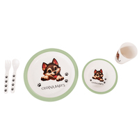 Service de vaisselle pour enfants en mélamine de luxe certifiée avec un design de dessins animés d'animaux
