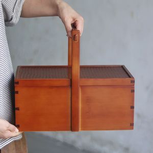 <b>Bamboo</b> Storage Box Double Layer Rectangle Handmade Tea Set Organizer Kitchen Food <b>Container</b> Woven Basket - Product Image 4