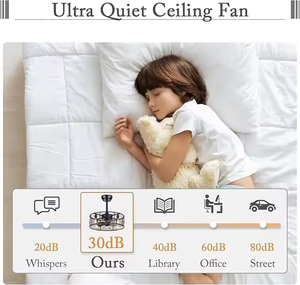 Mỹ retro công nghiệp sắt đồng đen LED Dimmable lồng Trần người hâm mộ hiện đại điều khiển từ xa cho nhà bếp phòng ngủ - Product Image 4