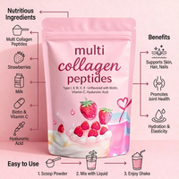 Poudre de peptides de collagène multi-sources personnalisée en sachet, supplément de protéines essentielles et de vitamine C pour femmes enceintes, soutien beauté et peau, 1 lb