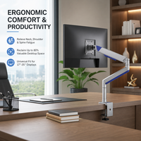 Nouveau support de bureau ergonomique pour un seul moniteur, fixation rapide, plaque VESA, métal noir, capacité de charge de 11 kg, pour le bureau, les jeux, les appels