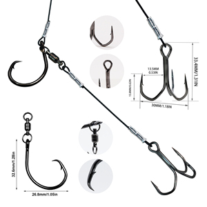 OEM ODM 1PC Biển Câu Cá Sống Mồi Giàn Với 7-Sợi Dây Thép Dày Mustad Vòng Tròn Móc Và Móc Treble Xoay Câu Cá Giải Quyết - Product Image 3