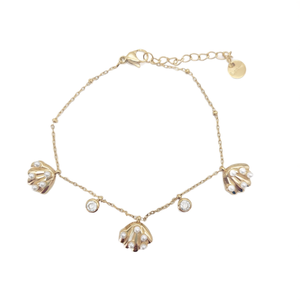 Fashion Charm <b>Bracelet</b> PVD Gold Plated 316L Stainless Steel <b>Shell</b> Pearl Design Sustainable Resistant Jewelry - Product Image 2