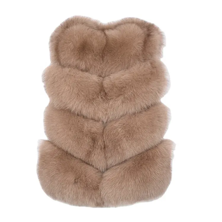 Gilet en fourrure véritable et pelucheux avec vraie fourrure de renard, Gilet chaud pour femmes, à la mode, nouvelle collection automne hiver