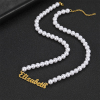 Vente en gros d'accessoires délicats de luxe pour femmes bijoux chaîne de perles en acier inoxydable nom colliers à breloques