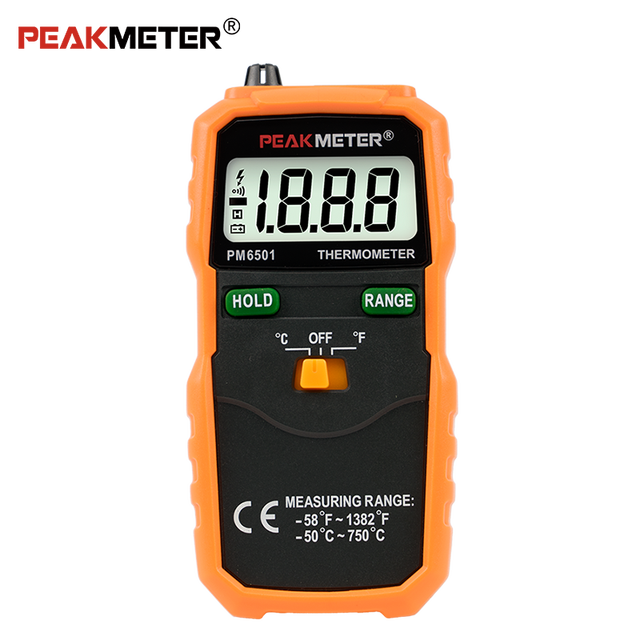 Peakmeter PM6501 K-type Probe Industry Mini Digital Water Temperature Thermometer Temperature Meter With Data Hold / Logging