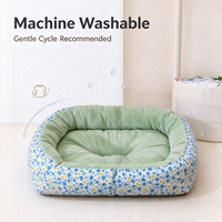 Canapé-lit pour animaux de compagnie, chien et chat, floral, toutes saisons, coussin doux, nid douillet avec tissu ultra-doux en cristal et rembourrage en coton pour une utilisation en intérieur