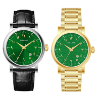 Montre classique à bracelet en diamant Montres de luxe pour homme en cuir avec logo personnalisé et cadran arabe