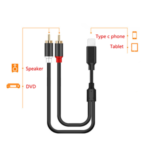Para altavoz de teléfono móvil, cine en casa, HDTV, USB tipo C, 3,5mm a 2 RCA, <span class=keywords><strong>Cable</strong></span> - Product Image 3