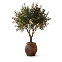 Grand Olivier Artificiel Réaliste de 2,4 m – Plante Méditerranéenne Faux Cèdre avec Tronc en Plastique Résistant aux UV, Écologique et Durable, Ignifuge