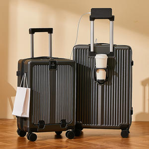 Valise à roulettes Yongsheng 20 pouces à ouverture frontale avec serrure, roues pivotantes à 360 degrés, couleur unie, bagage de voyage unisexe - Product Image 2