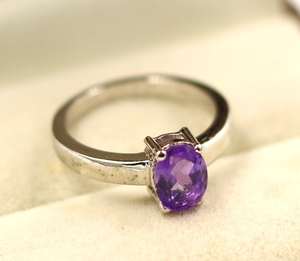 แหวนเงินแท้925พร้อมพลอยอเมทิสต์สีม่วงธรรมชาติ - Product Image 3