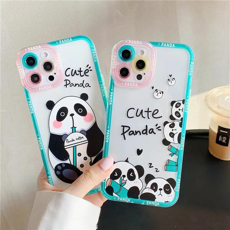 cute green panda angle eye custom design logo phone case printing for iphone 7 8 1 13pro 14 pro max cover bag iphone11 pro max