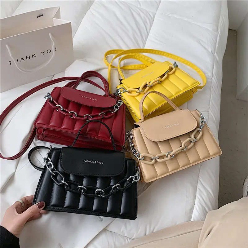 2021 handbags PU leather hot selling new design mini luxury crossbody acrylic chain shoulder bags for women