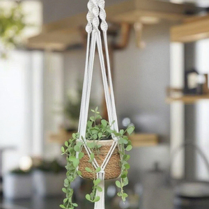 Nouveau support de plante en macramé en jute 100% fait main, design zen asiatique écologique, support de pot de fleurs pour décoration murale - Product Image 1