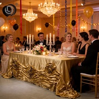 Nappe rectangulaire en satin rose 3D, décoration de table de luxe pour mariage, banquet, fête d'anniversaire