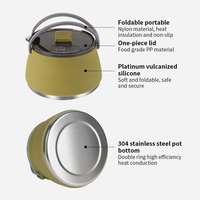 Chauffe-eau pliable d'extérieur, bouilloire moderne en silicone avec fond en acier inoxydable pour les voyages et les pique-niques